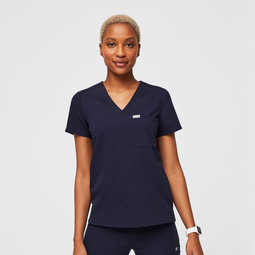 Catarina One-Pocket Scrub Top, Navy, Small Regular